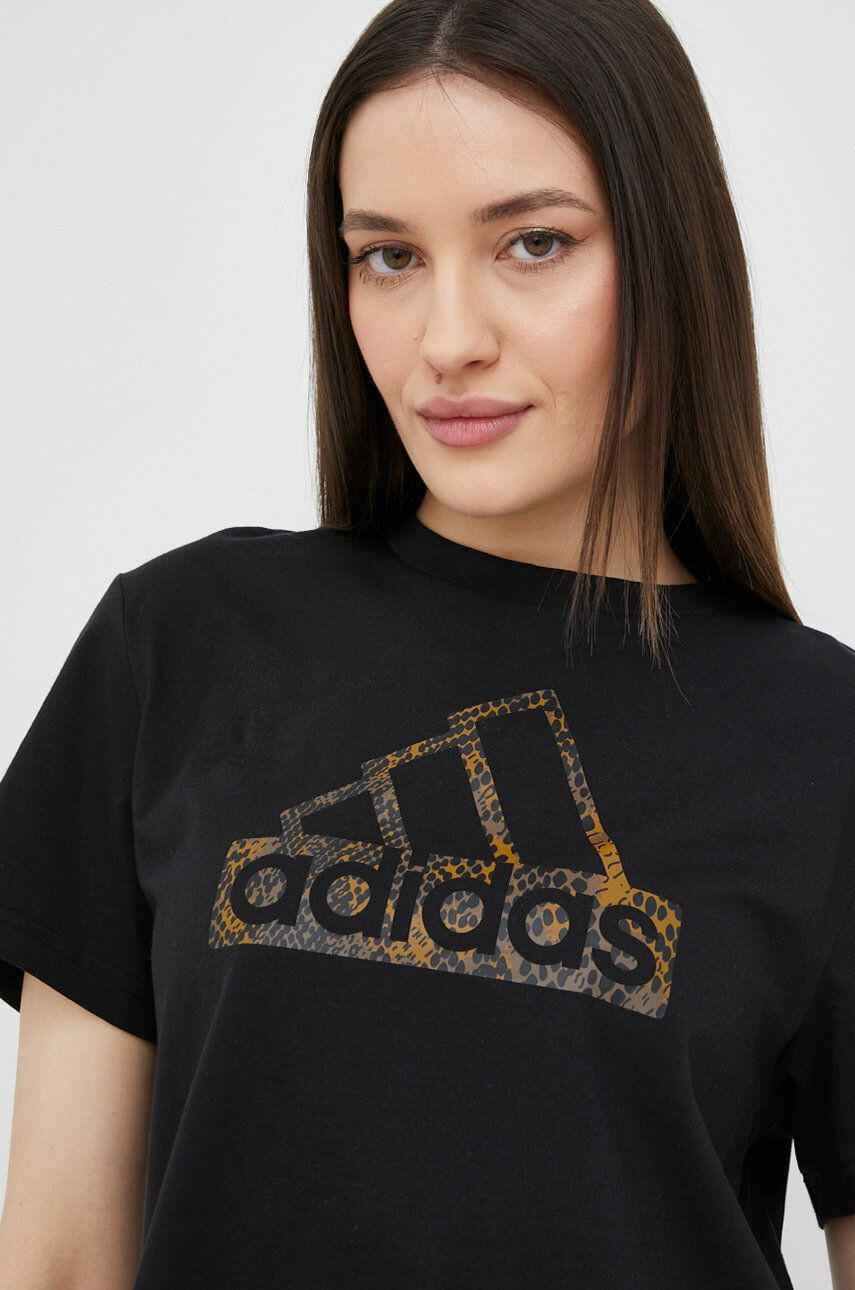 adidas tricou din bumbac culoarea alb cu imprimeu - Pled.ro