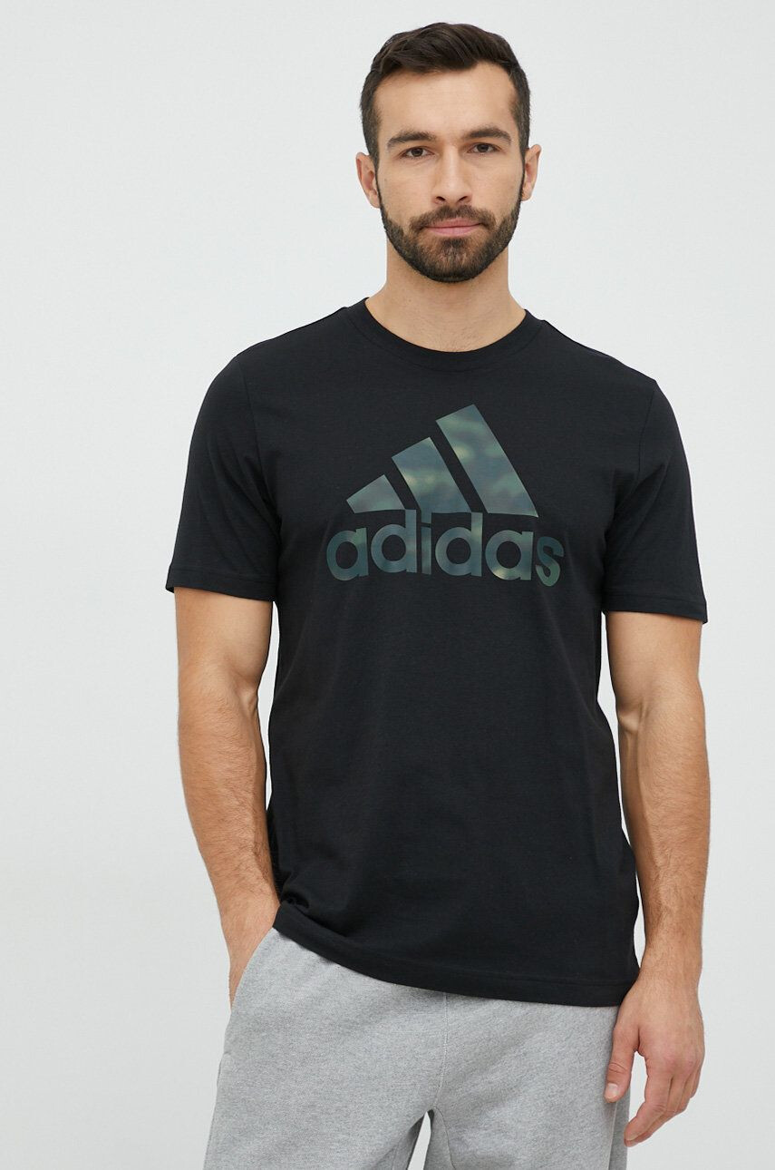 adidas tricou din bumbac culoarea gri melanj - Pled.ro