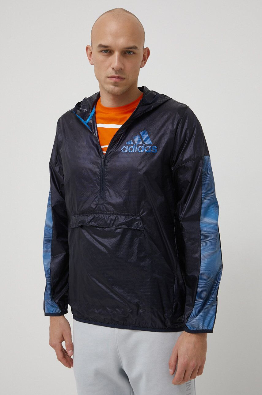 adidas windbreaker Season HD4335 culoarea albastru marin de tranzitie oversize - Pled.ro