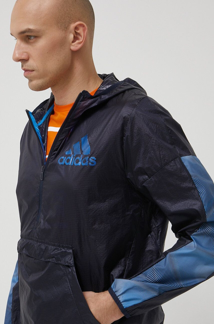 adidas windbreaker Season HD4335 culoarea albastru marin de tranzitie oversize - Pled.ro