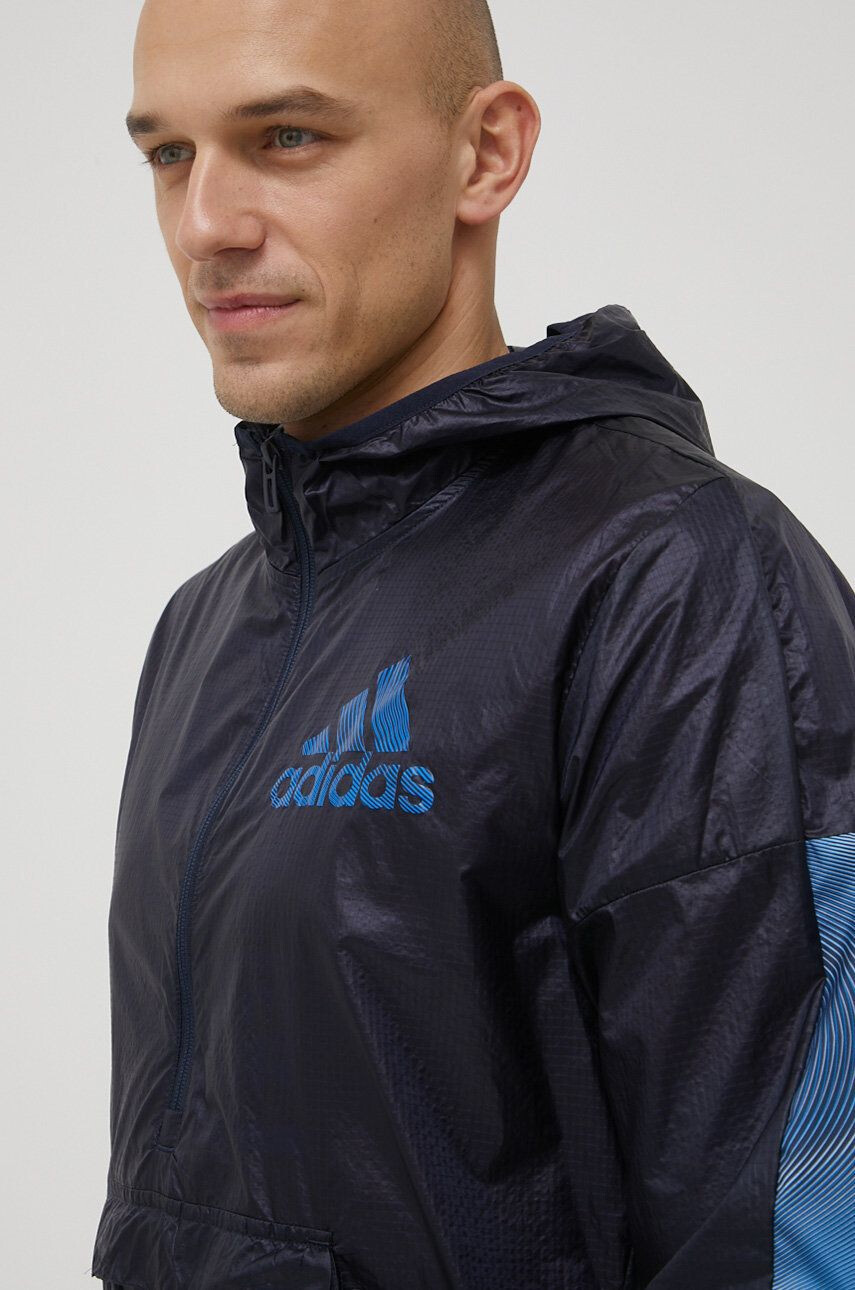 adidas windbreaker Season HD4335 culoarea albastru marin de tranzitie oversize - Pled.ro