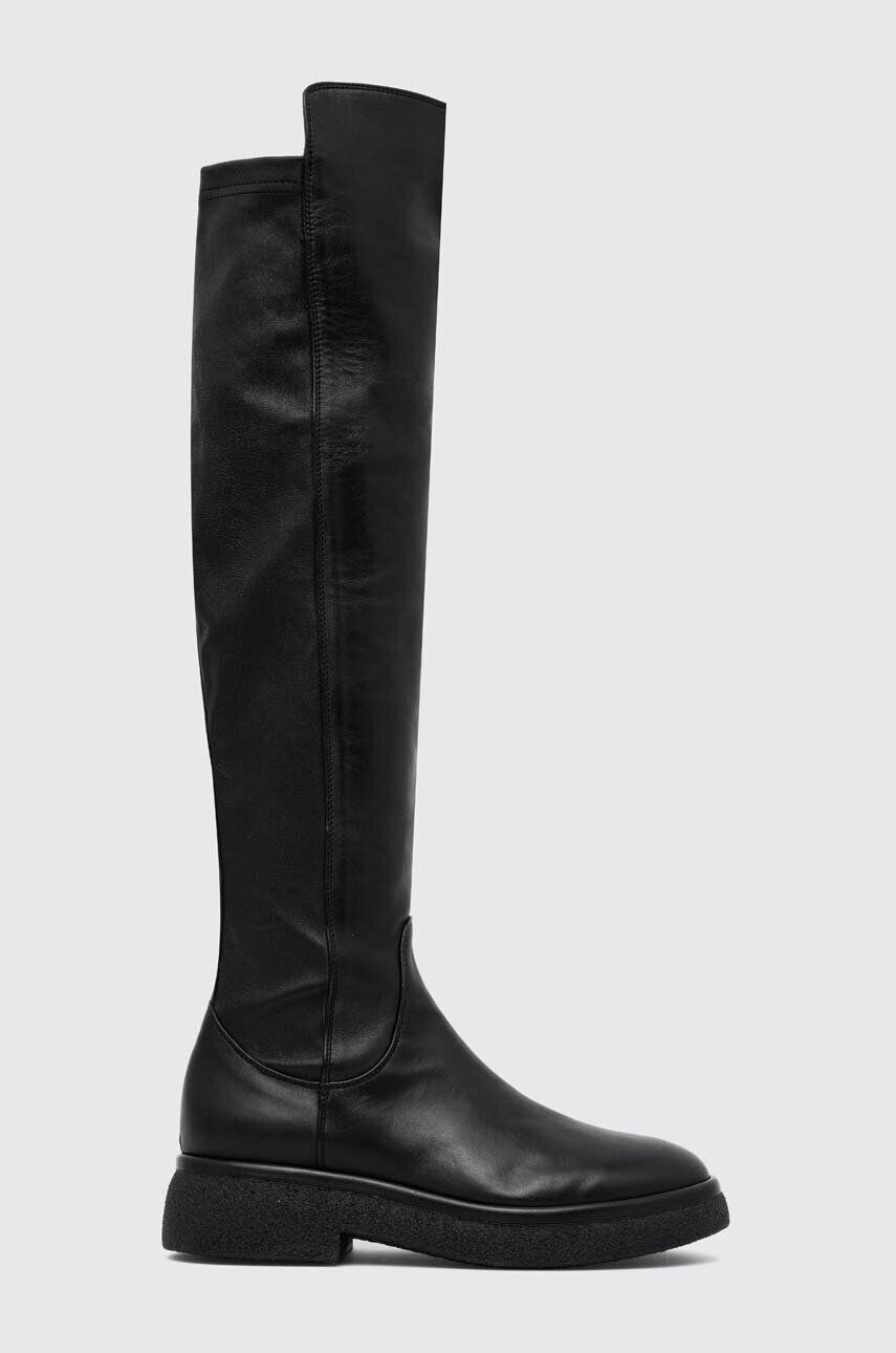 AGL ghete de piele ALISON R BOOT femei culoarea negru cu toc plat D721586PWK06891013 - Pled.ro