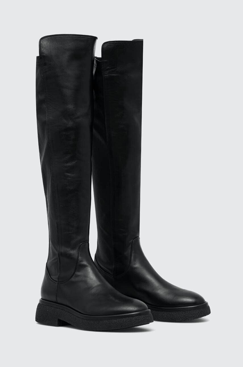 AGL ghete de piele ALISON R BOOT femei culoarea negru cu toc plat D721586PWK06891013 - Pled.ro