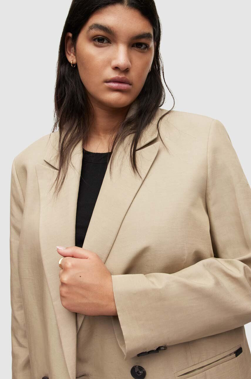 AllSaints blazer din amestec de in culoarea bej oversize neted - Pled.ro