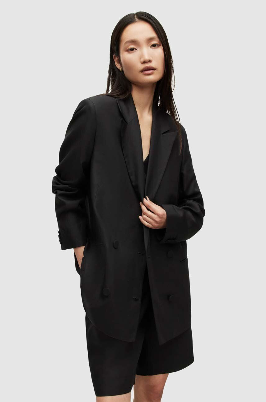 AllSaints blazer din amestec de in culoarea negru oversize neted - Pled.ro