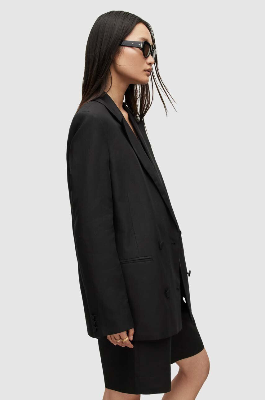 AllSaints blazer din amestec de in culoarea negru oversize neted - Pled.ro