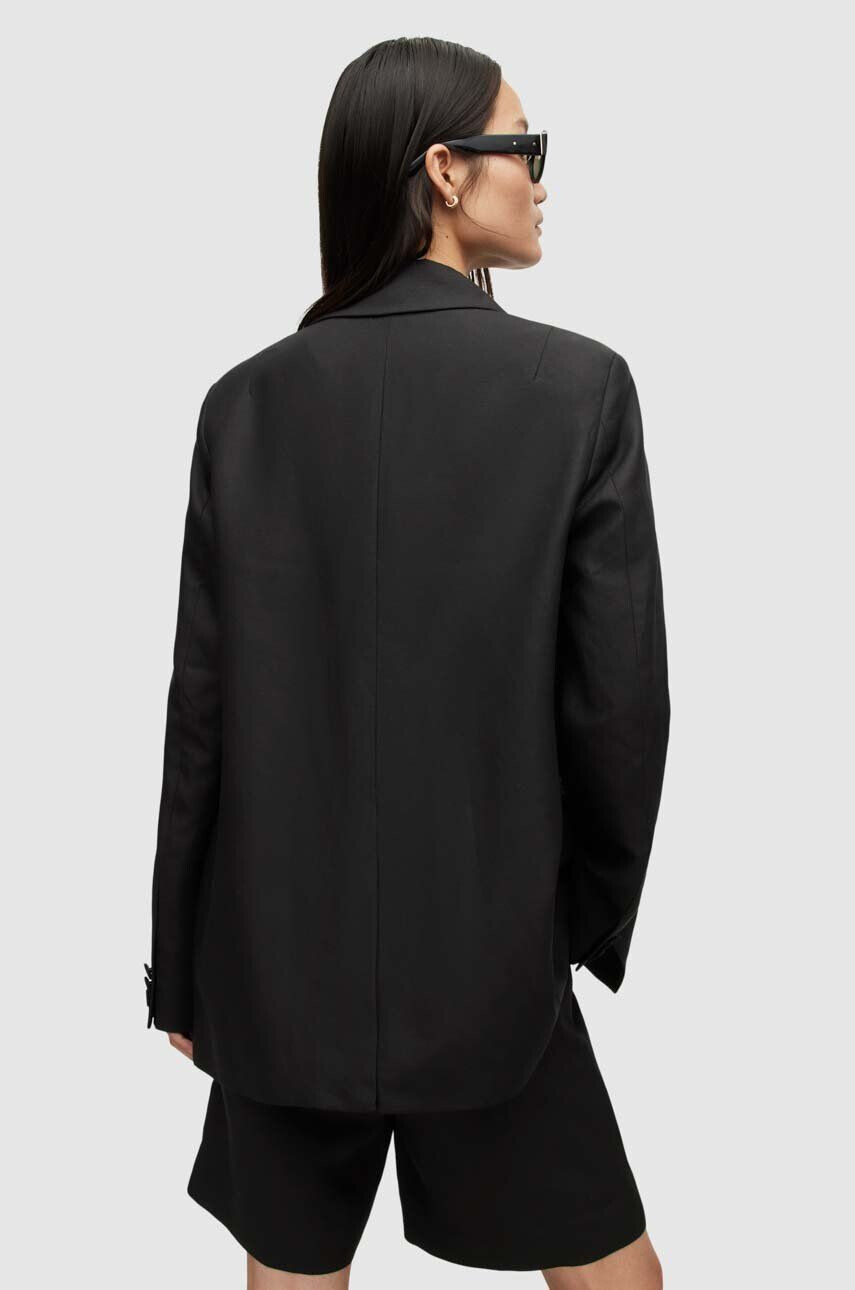 AllSaints blazer din amestec de in culoarea negru oversize neted - Pled.ro