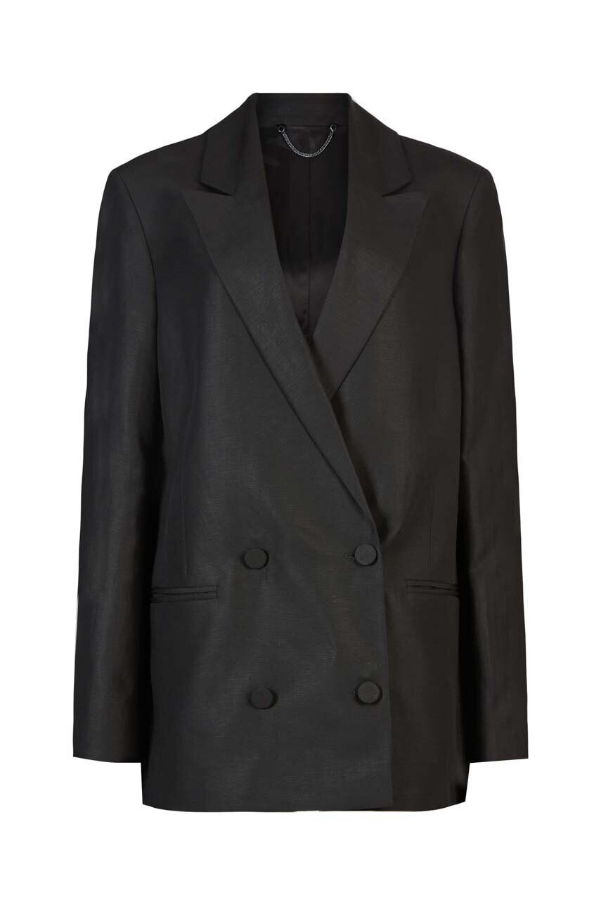 AllSaints blazer din amestec de in culoarea negru oversize neted - Pled.ro