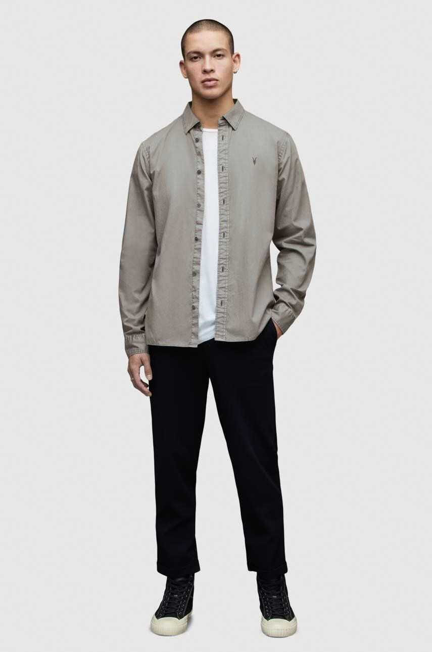 AllSaints camasa barbati culoarea gri cu guler clasic slim - Pled.ro