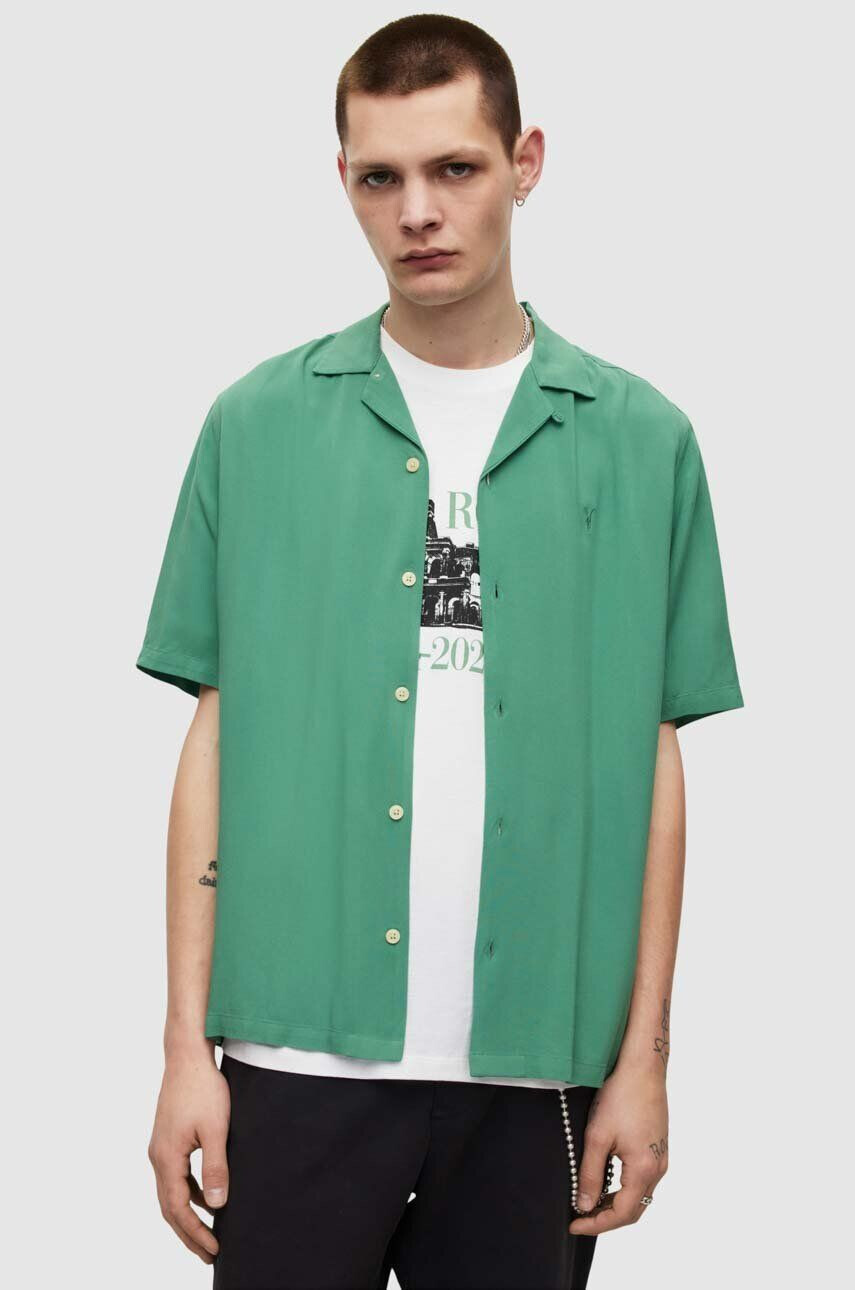 AllSaints camasa barbati culoarea verde relaxed - Pled.ro