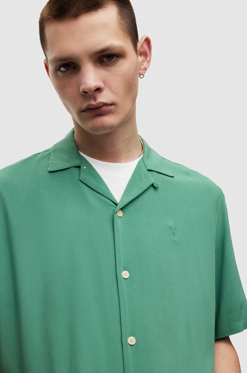 AllSaints camasa barbati culoarea verde relaxed - Pled.ro