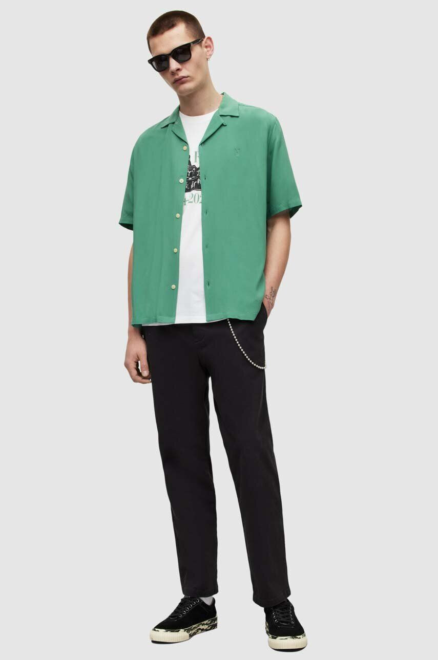 AllSaints camasa barbati culoarea verde relaxed - Pled.ro