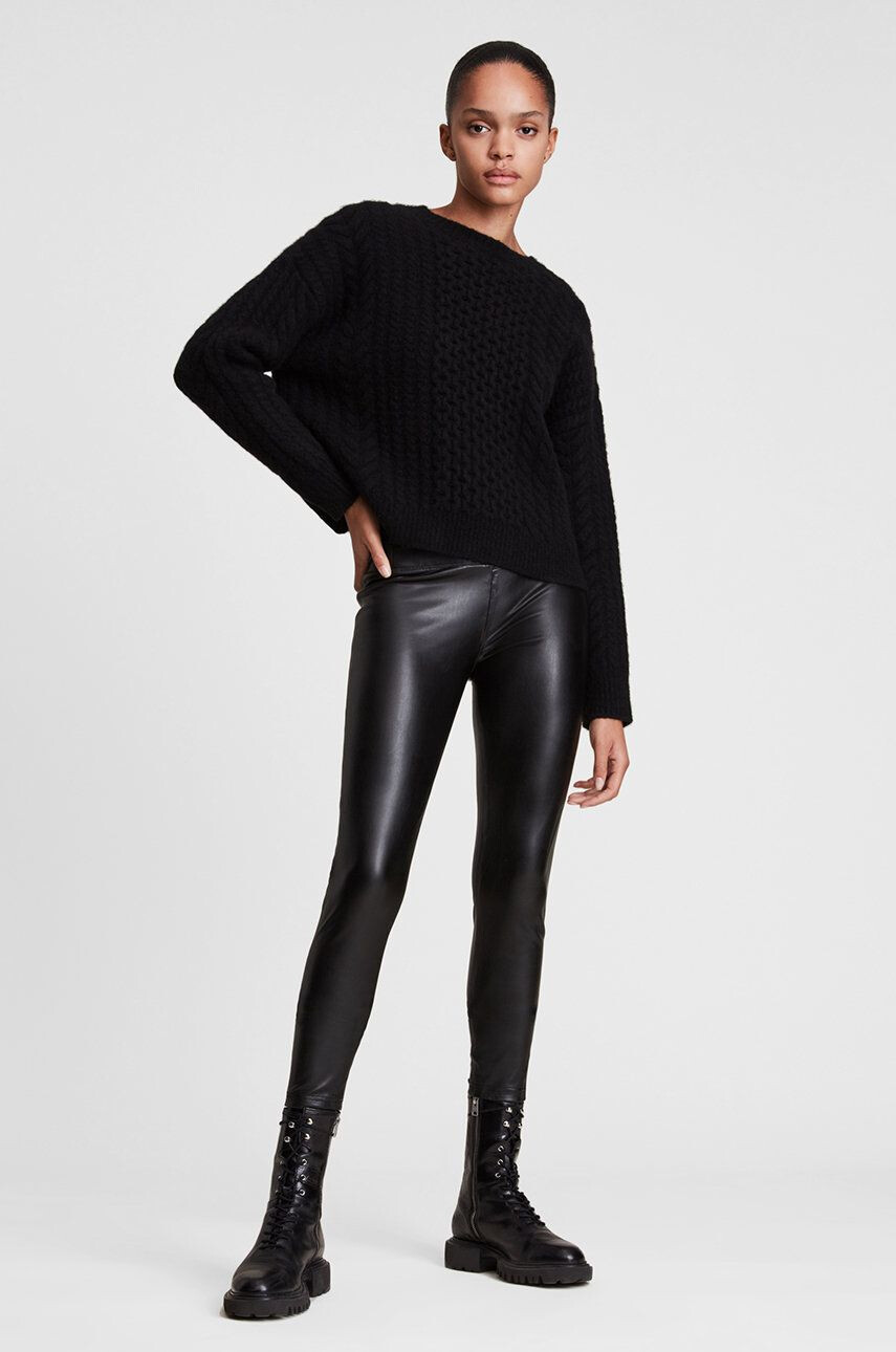 AllSaints colanti femei culoarea negru neted - Pled.ro