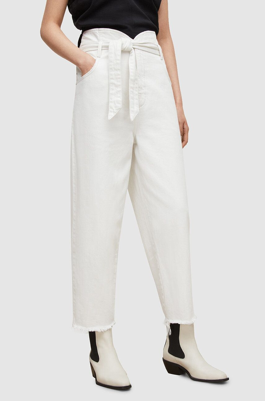 AllSaints pantaloni femei culoarea alb lat high waist - Pled.ro