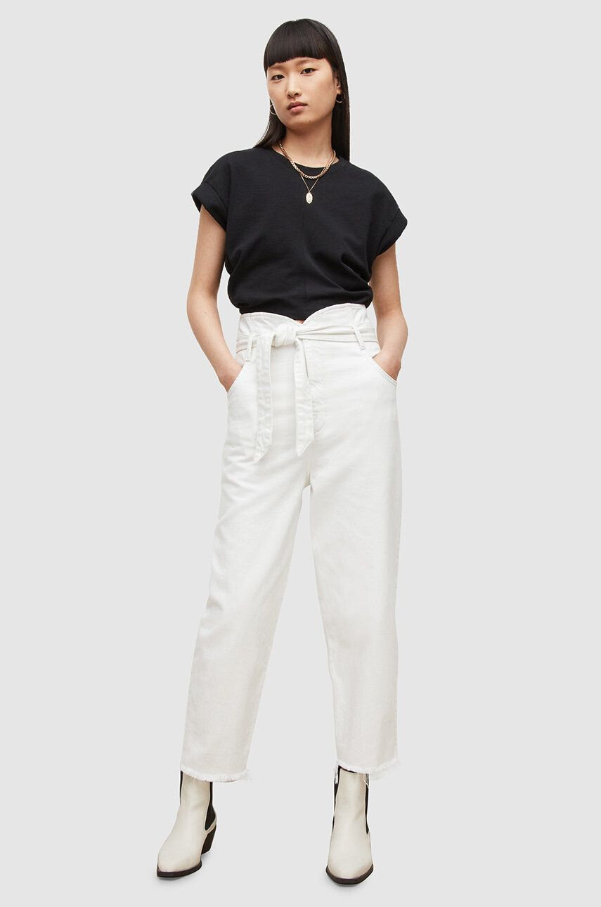 AllSaints pantaloni femei culoarea alb lat high waist - Pled.ro