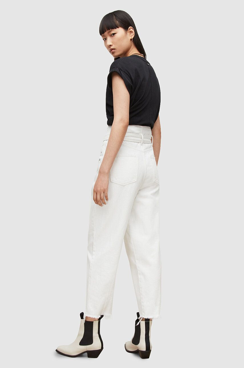 AllSaints pantaloni femei culoarea alb lat high waist - Pled.ro