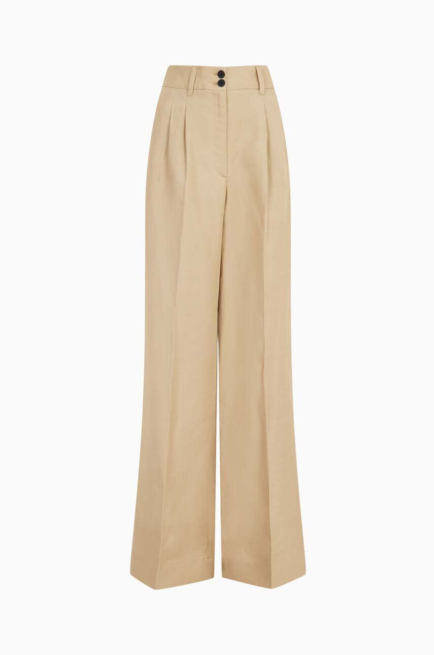 AllSaints pantaloni femei culoarea bej lat high waist - Pled.ro