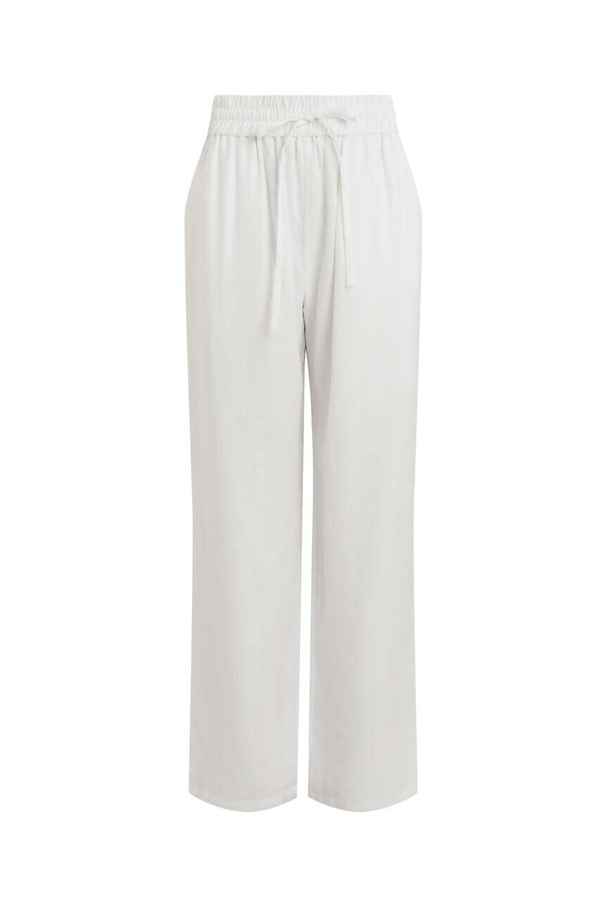 AllSaints pantaloni din in culoarea alb lat high waist - Pled.ro