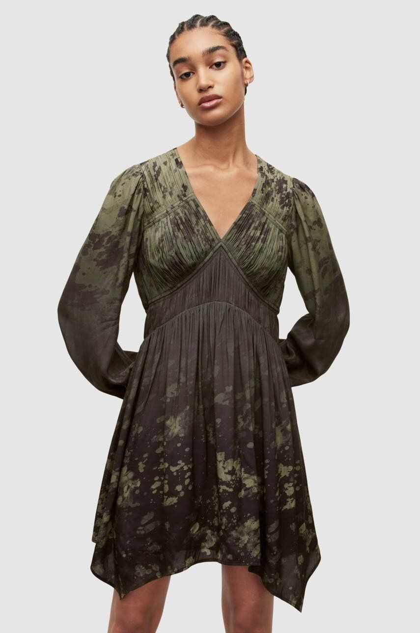 AllSaints rochie culoarea verde mini evazati - Pled.ro