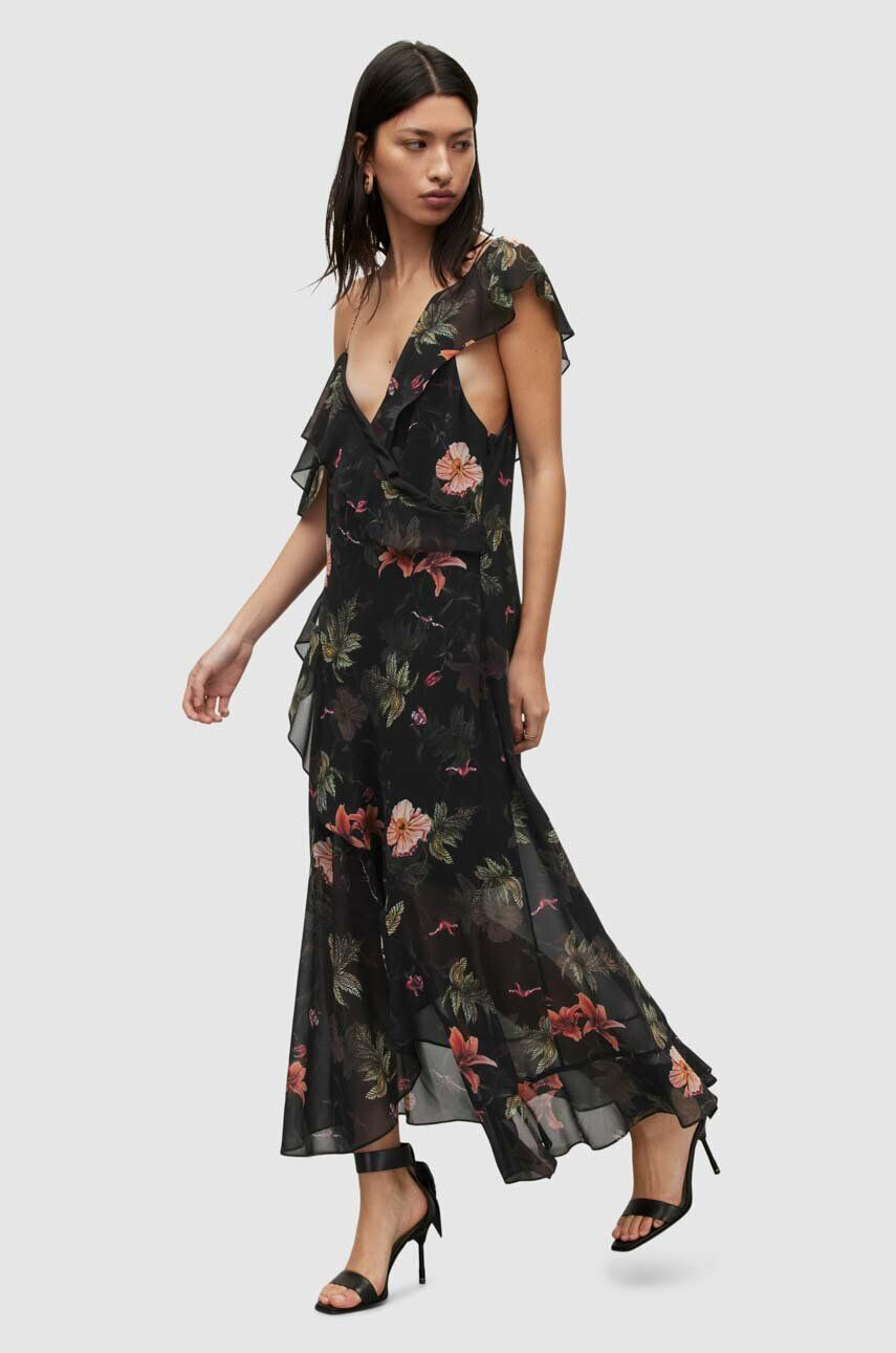 AllSaints rochie culoarea negru maxi drept - Pled.ro