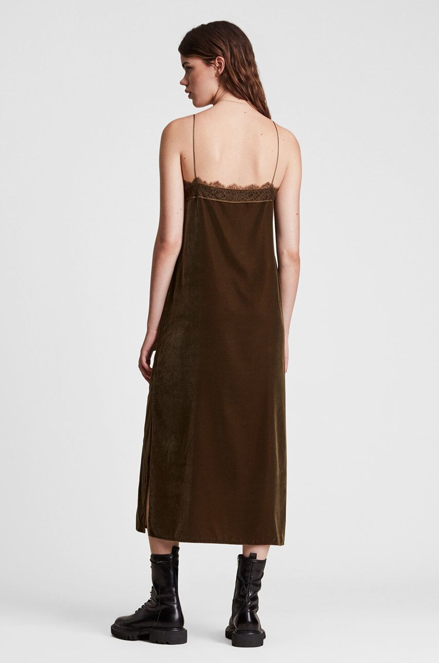 AllSaints Rochie culoarea verde midi model drept - Pled.ro