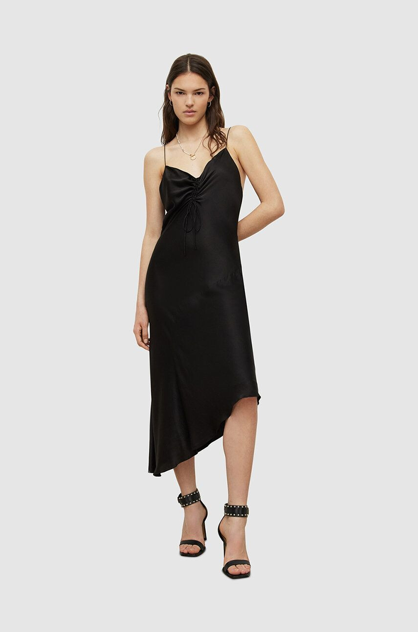 AllSaints rochie culoarea negru midi drept - Pled.ro