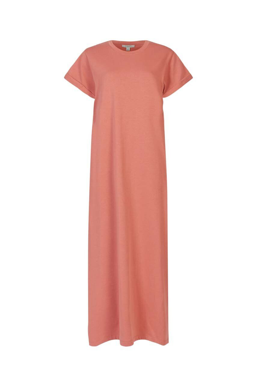 AllSaints rochie din bumbac culoarea roz maxi drept - Pled.ro