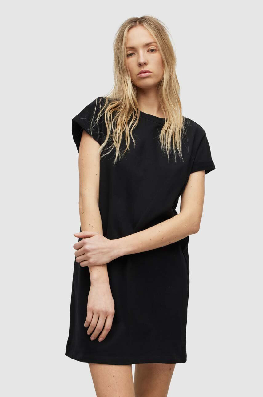 AllSaints rochie din bumbac culoarea negru mini drept - Pled.ro