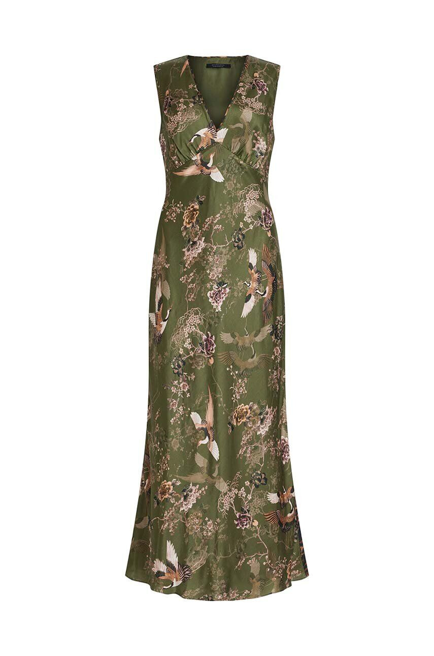 AllSaints rochie KARLA PEGGY DRESS culoarea verde midi drept - Pled.ro