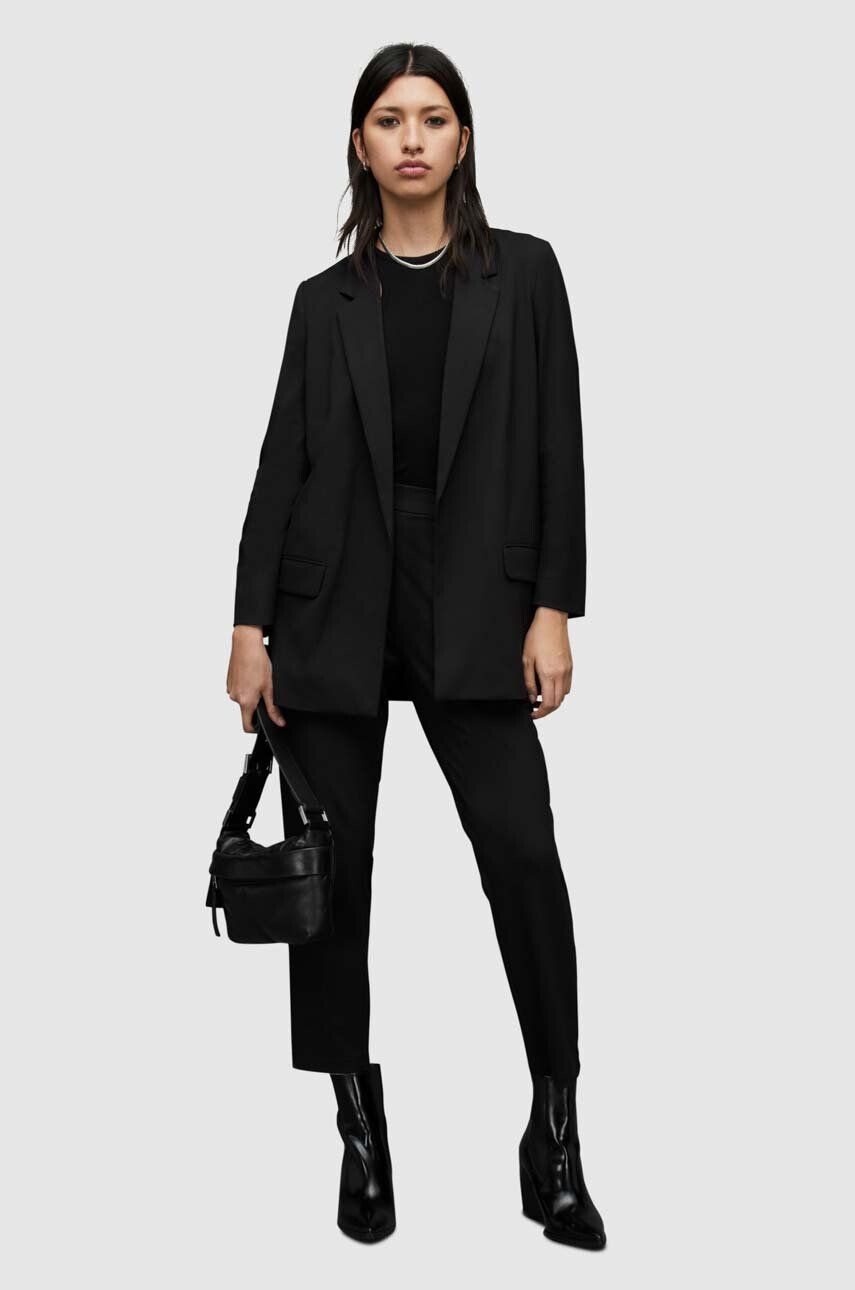 AllSaints Sacou culoarea negru desfacut material neted - Pled.ro