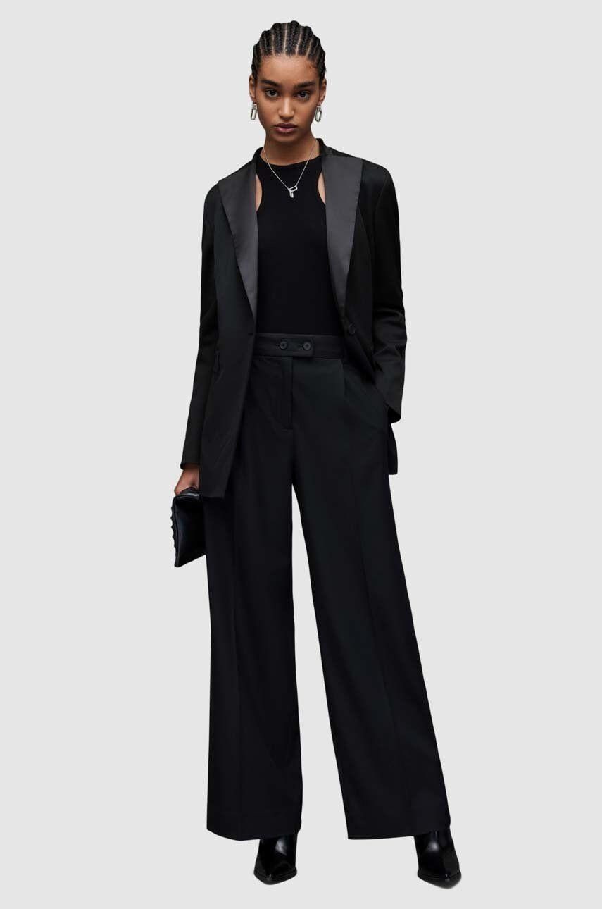 AllSaints sacou culoarea negru un singur rand de nasturi neted - Pled.ro