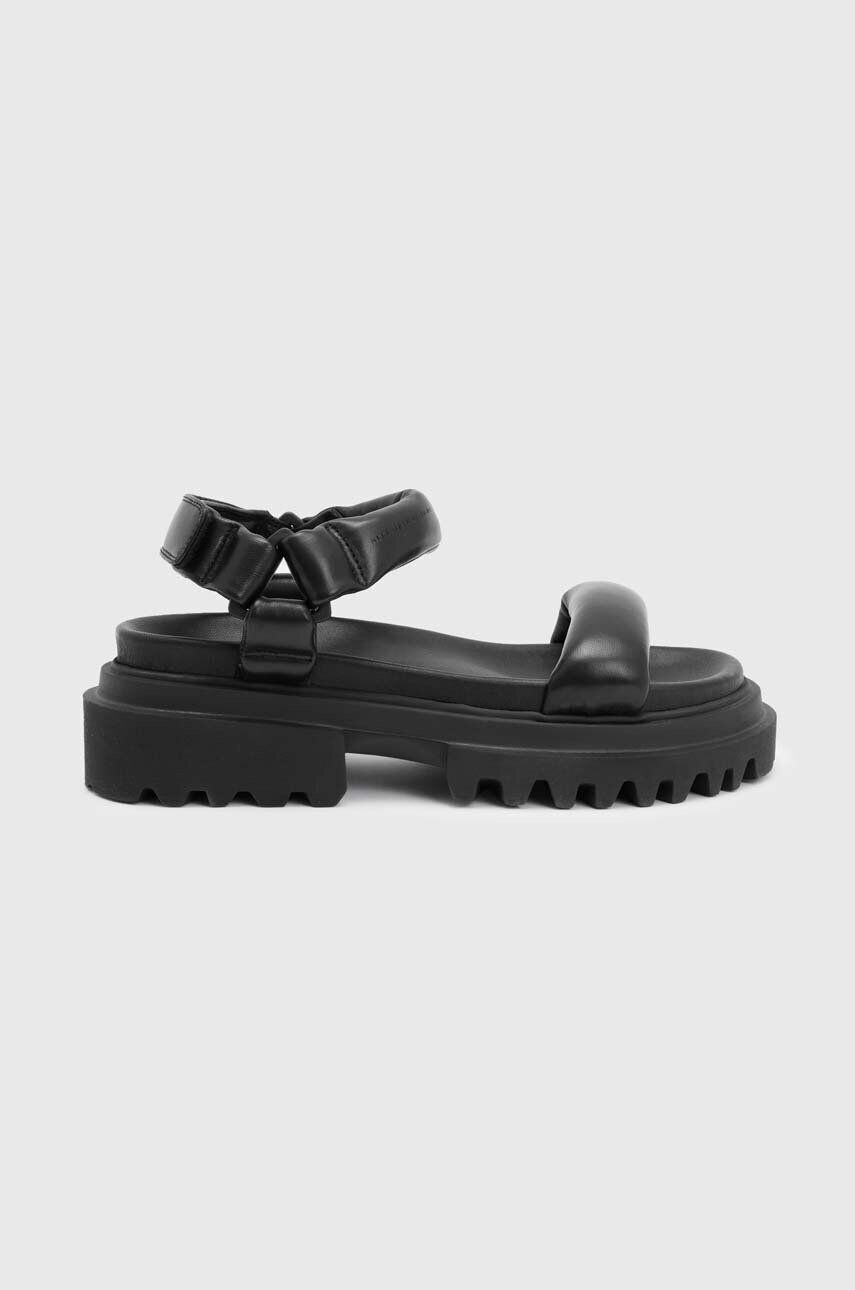 AllSaints sandale de piele Helium Sandal femei culoarea negru cu platforma WF612Y - Pled.ro