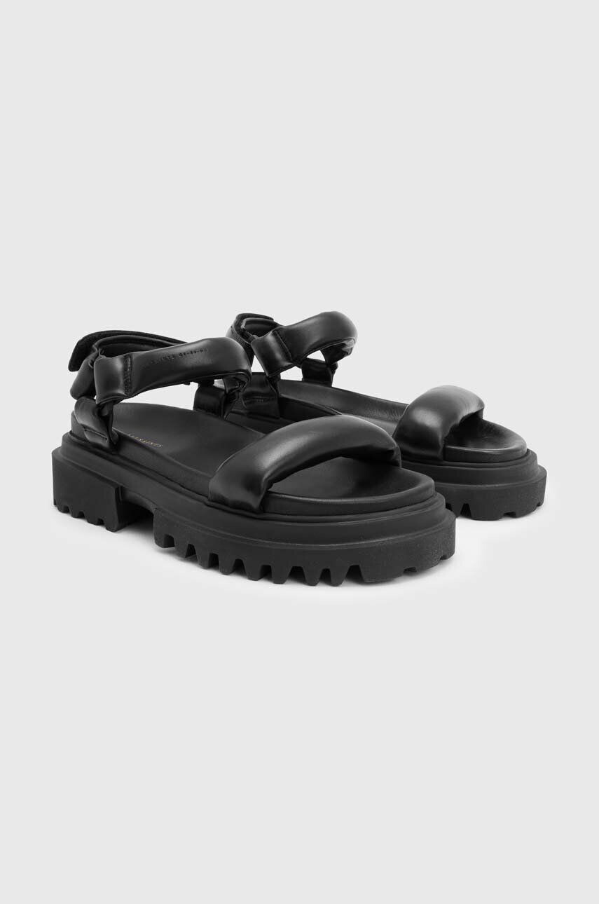 AllSaints sandale de piele Helium Sandal femei culoarea negru cu platforma WF612Y - Pled.ro