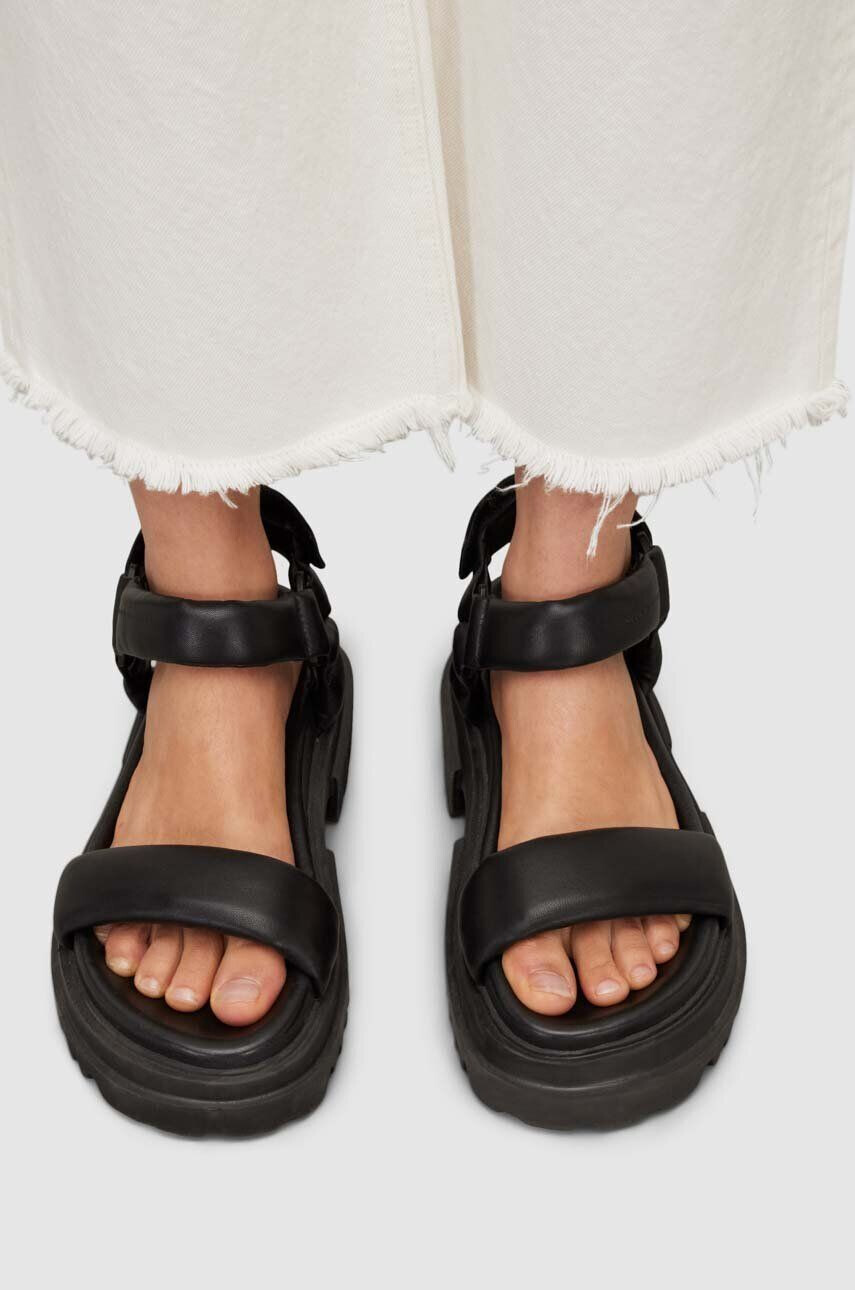 AllSaints sandale de piele Helium Sandal femei culoarea negru cu platforma WF612Y - Pled.ro