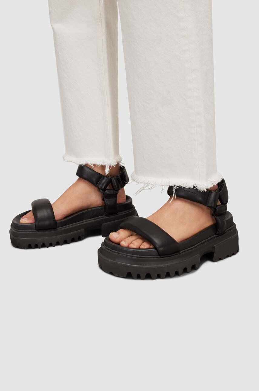 AllSaints sandale de piele Helium Sandal femei culoarea negru cu platforma WF612Y - Pled.ro