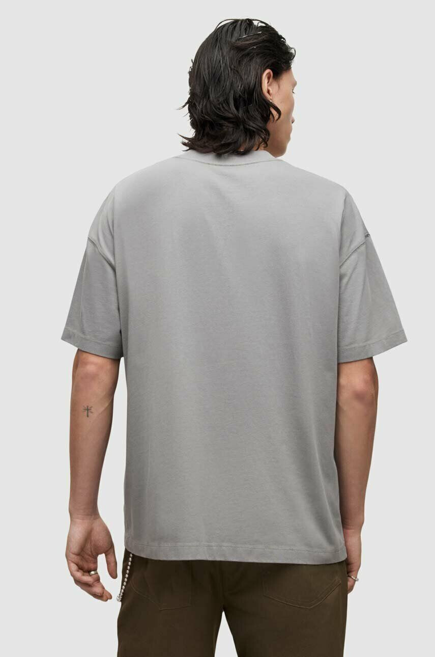 AllSaints tricou din bumbac culoarea gri cu imprimeu - Pled.ro