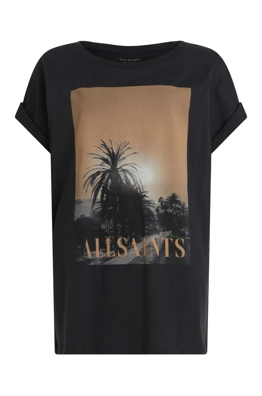 AllSaints tricou din bumbac culoarea negru cu imprimeu - Pled.ro