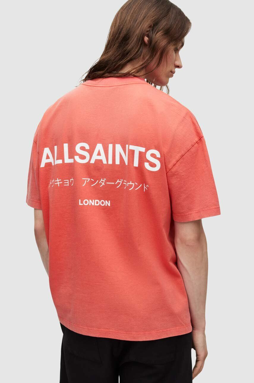 AllSaints tricou din bumbac culoarea rosu cu imprimeu - Pled.ro