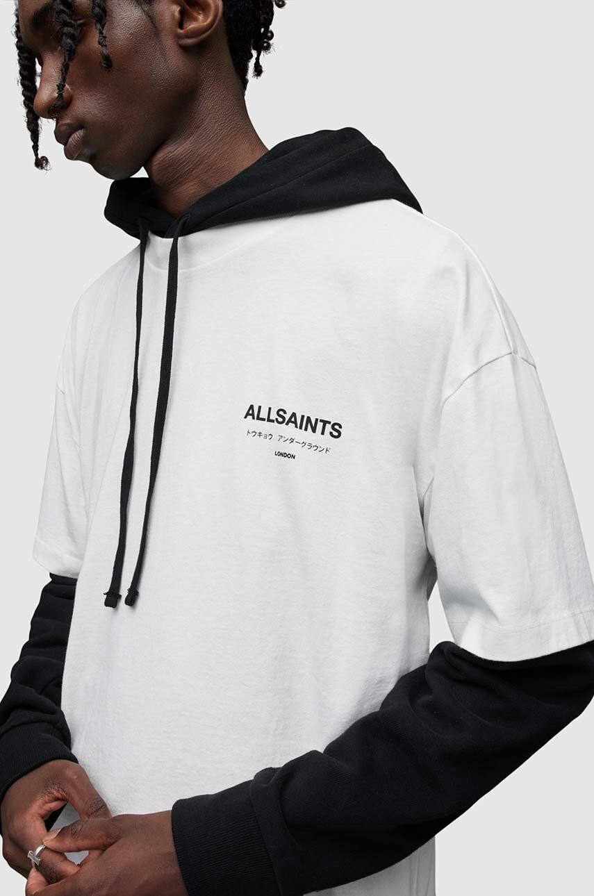 AllSaints tricou din bumbac culoarea alb cu imprimeu - Pled.ro