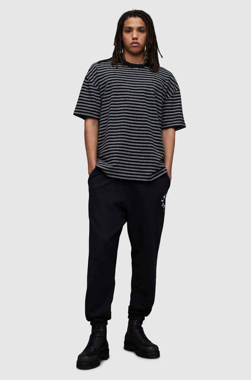 AllSaints tricou din bumbac RICKY SS CREW culoarea negru modelator - Pled.ro