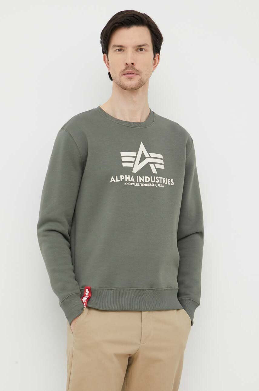 Alpha Industries bluză barbati culoarea verde cu imprimeu 178302.432-VintageGre - Pled.ro