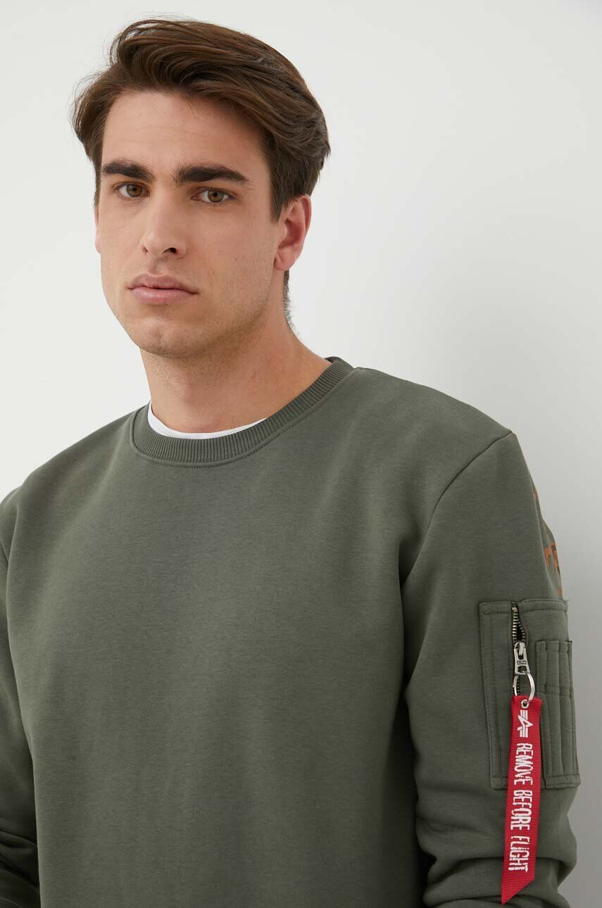 Alpha Industries bluză barbati culoarea verde cu glugă neted 196318.142-DarkOlive - Pled.ro