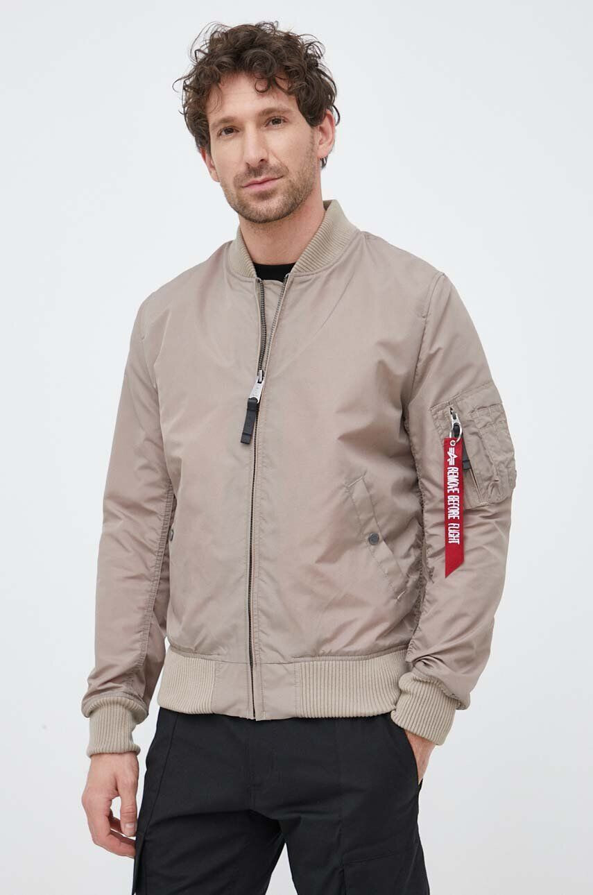 Alpha Industries geaca bomber barbati culoarea bej de tranzitie - Pled.ro