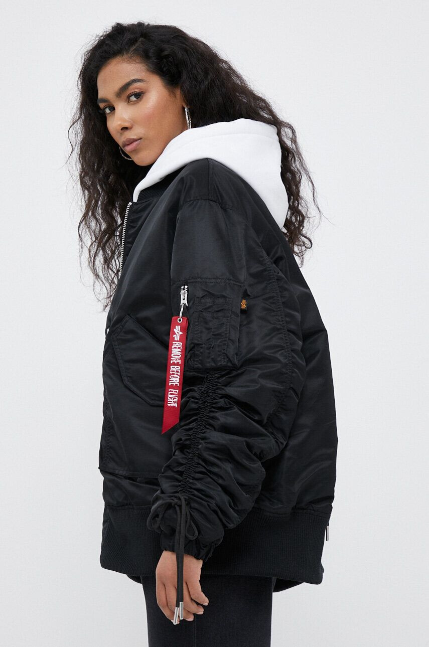 Alpha Industries geaca bomber femei culoarea negru de tranzitie - Pled.ro