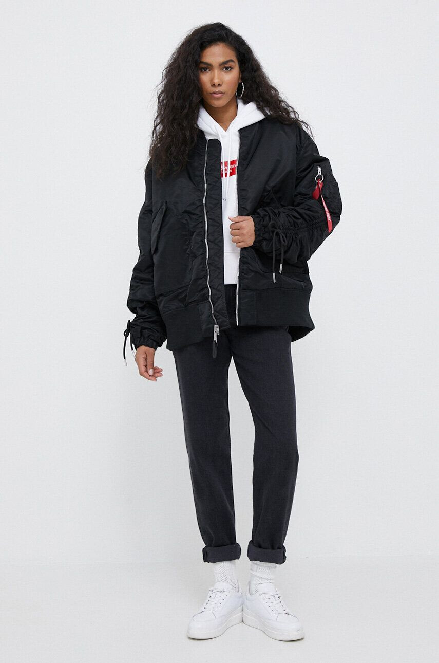 Alpha Industries geaca bomber femei culoarea negru de tranzitie - Pled.ro