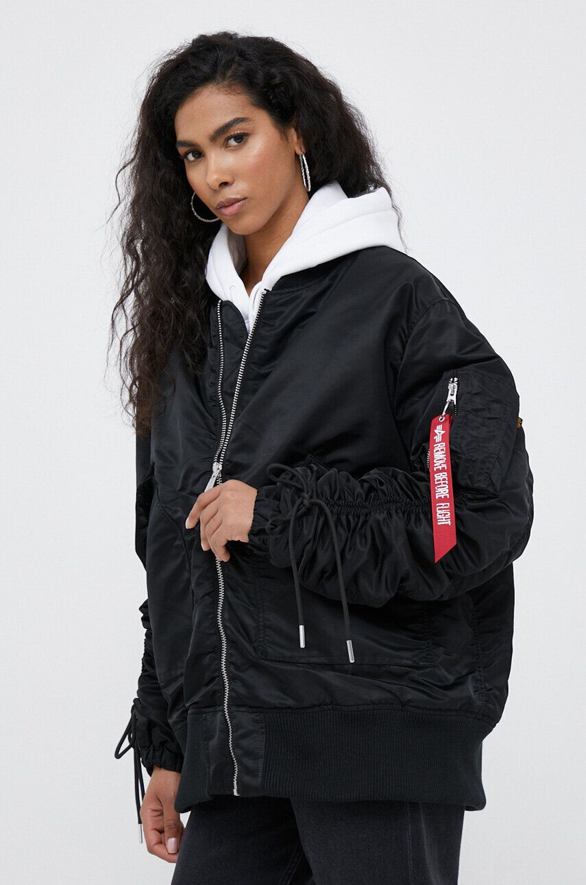 Alpha Industries geaca bomber femei culoarea negru de tranzitie - Pled.ro