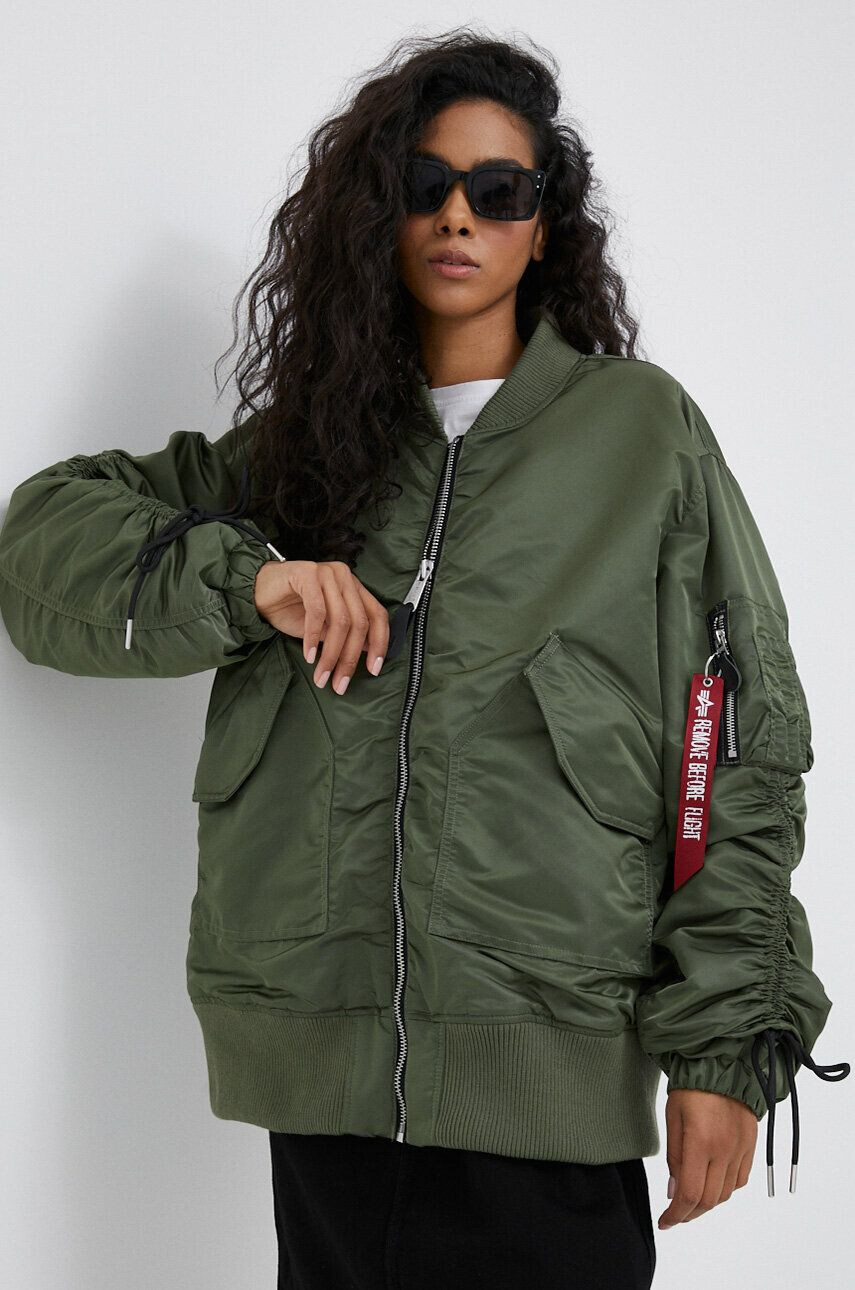 Alpha Industries geaca bomber femei culoarea verde de tranzitie - Pled.ro