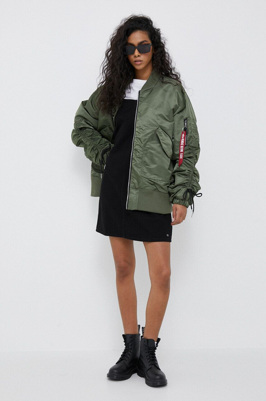 Alpha Industries geaca bomber femei culoarea verde de tranzitie - Pled.ro