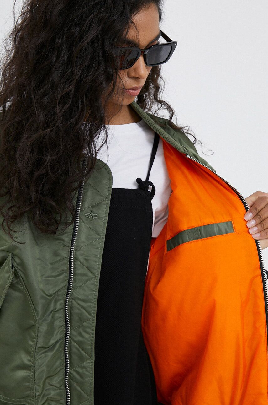 Alpha Industries geaca bomber femei culoarea verde de tranzitie - Pled.ro