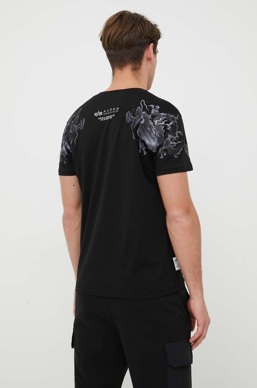 Alpha Industries tricou din bumbac Basic T-Shirt Foil Print culoarea negru cu imprimeu 100501FP.365-BlackGold - Pled.ro